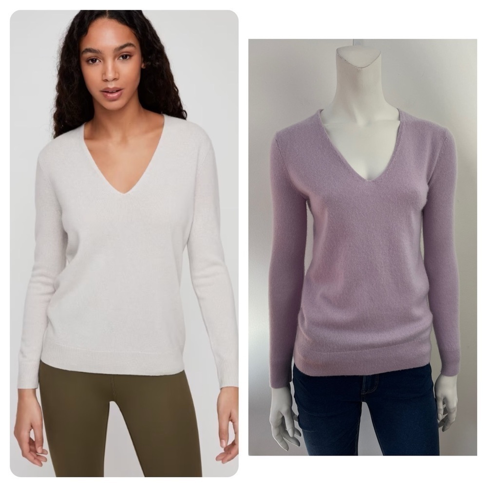 ARITZIA  THE GROUP BABATON Luxe Cashmere V-Neck. Lilac  * Size XS *